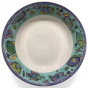 1 Vtg 96 Sakura Caribbean Wave Soup Coup Cereal Bowl Ocean Fish